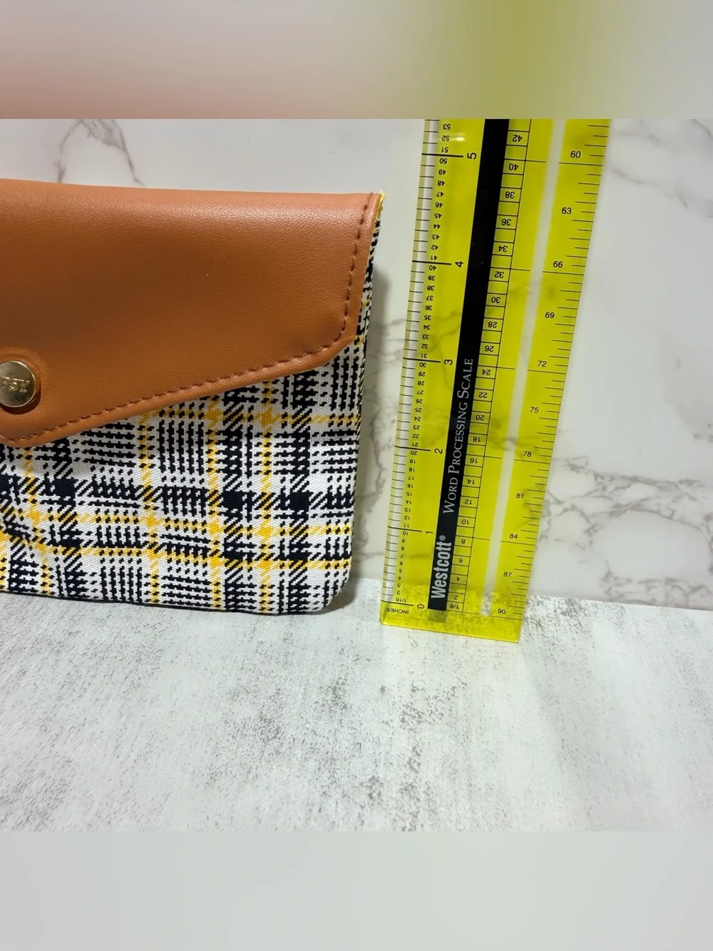 Ipsy y2k Tan and Yellow Plaid Envelope Clutch - Women's Bag